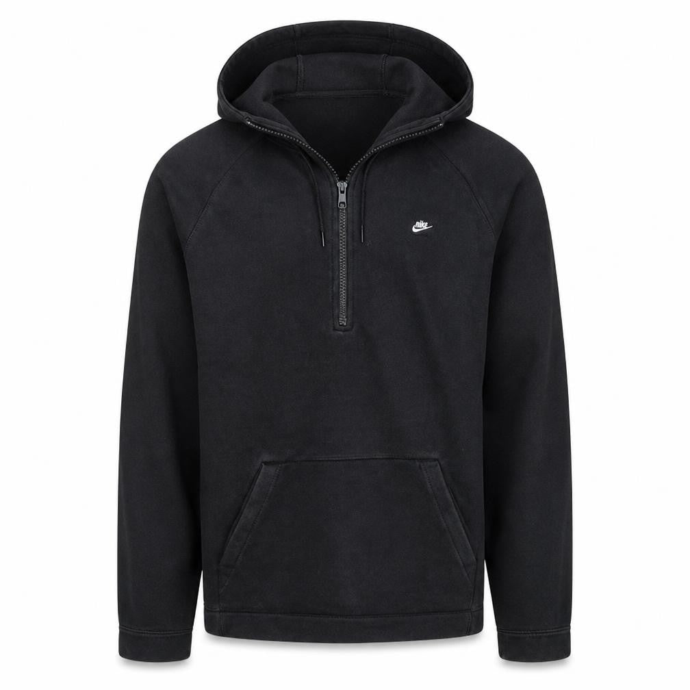 Nike Mens Black L Fleece 1/2 Zip Hoodie with Logo Pocket Style