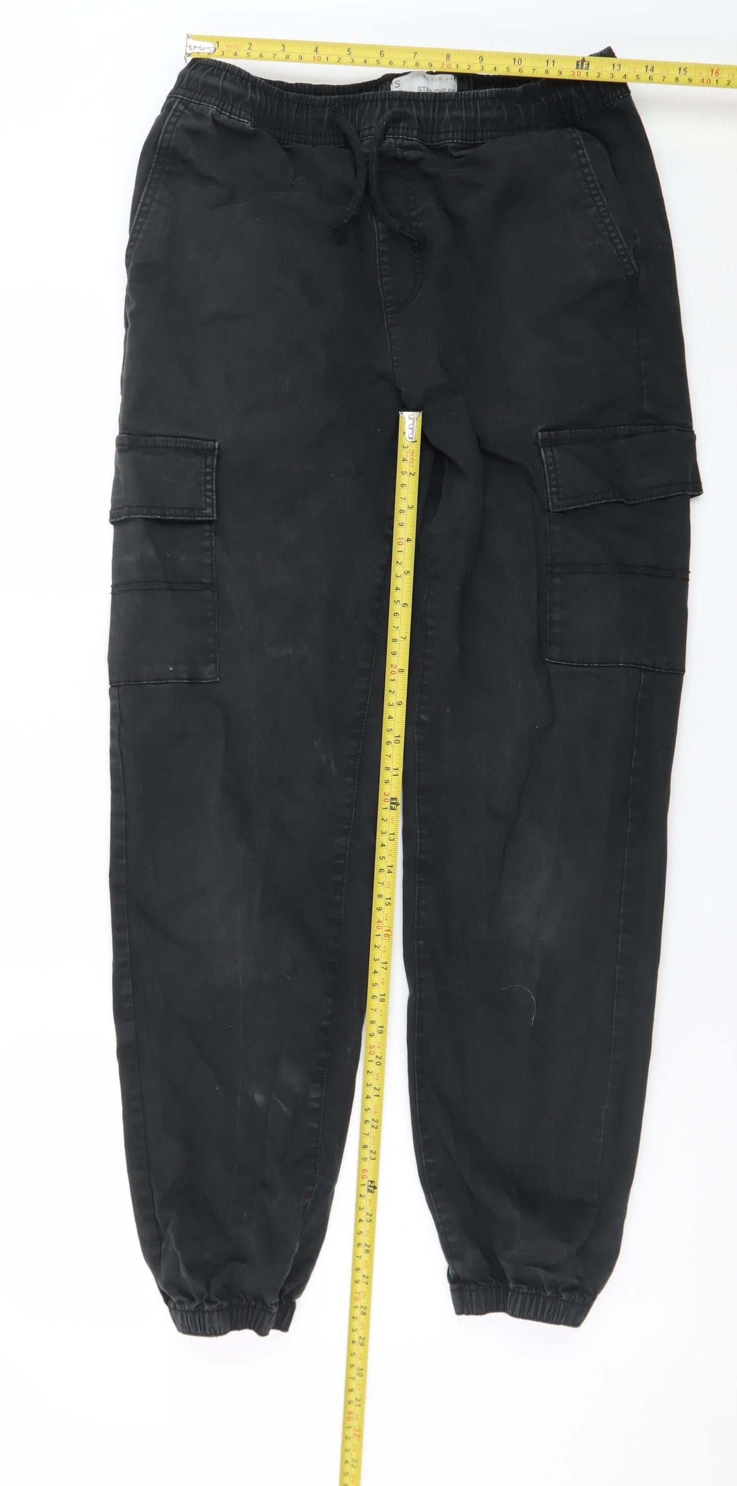 Denim Co Men Black Cargo Straight Fit Jogger Trousers Size S
