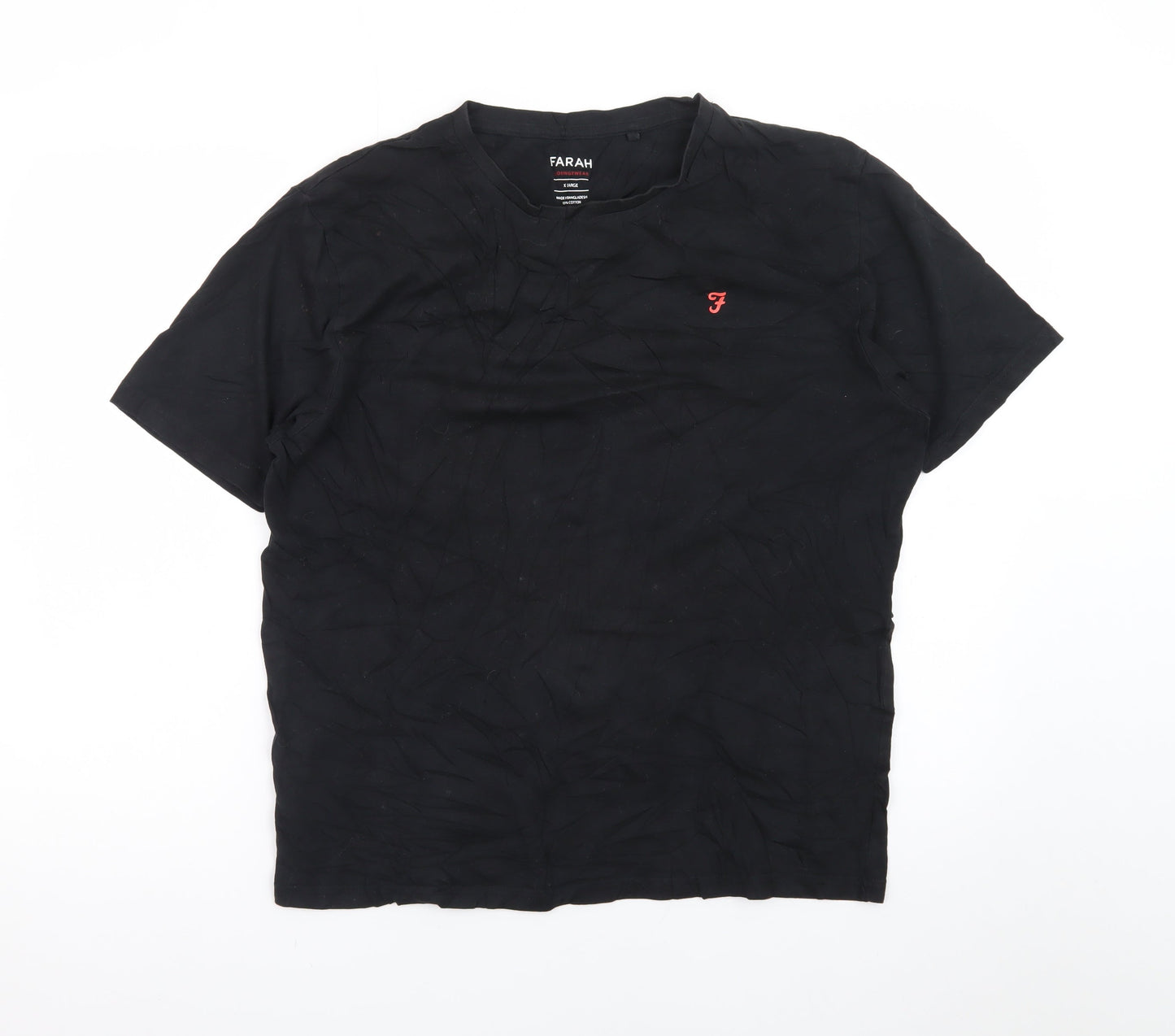 Farah Men's Black Crew Neck Cotton Loungewear T-Shirt XL
