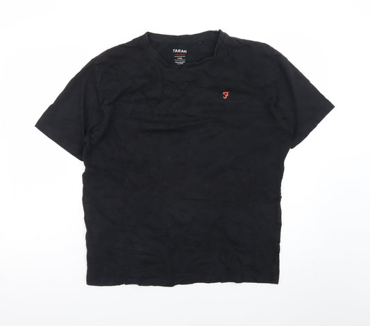 Farah Men's Black Crew Neck Cotton Loungewear T-Shirt XL