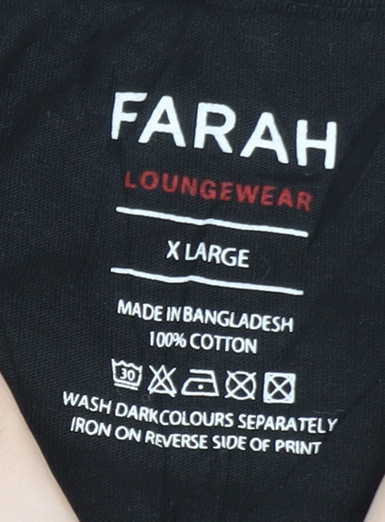 Farah Men's Black Crew Neck Cotton Loungewear T-Shirt XL
