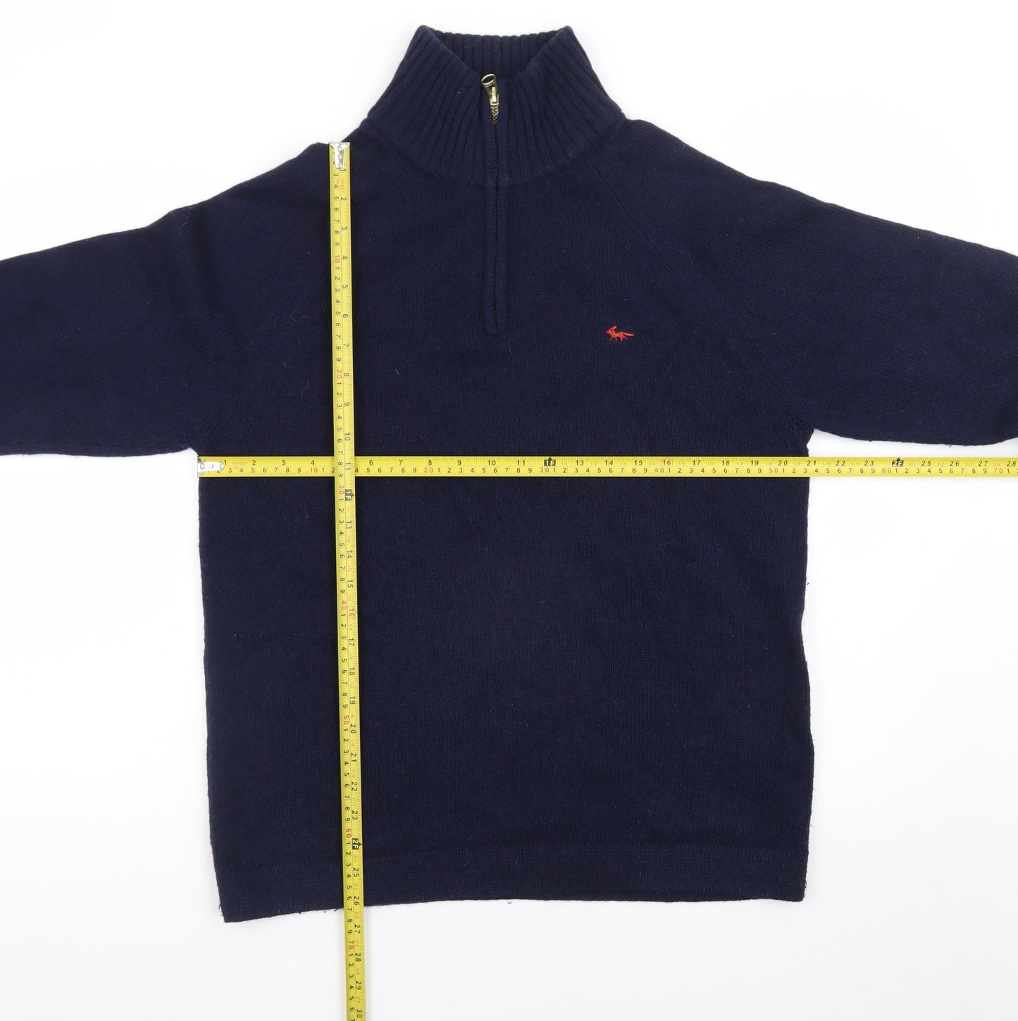 Aubin Men's Blue Wool Blend Half Zip Jumper Size L