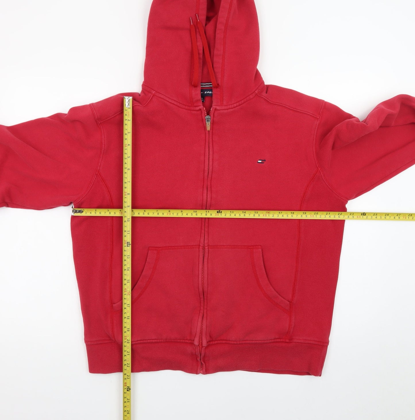 Tommy Hilfiger Men’s Red Full Zip Hoodie L Hooded Sweatshirt