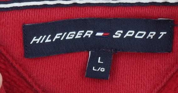Tommy Hilfiger Men’s Red Full Zip Hoodie L Hooded Sweatshirt