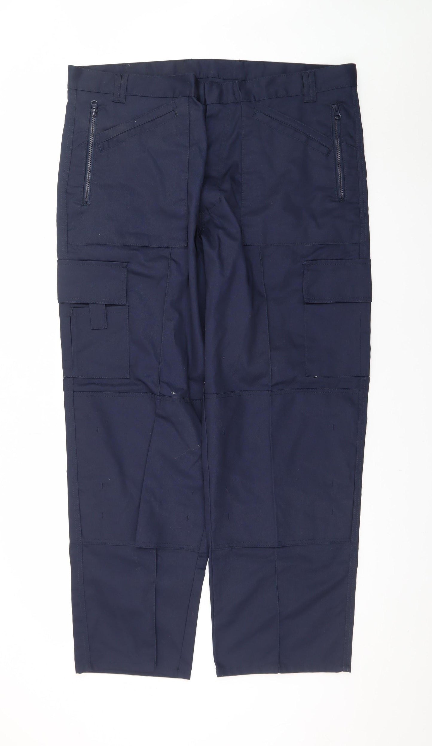 Uneek Men’s Blue Cargo Work Trousers 40R Polyester Cotton