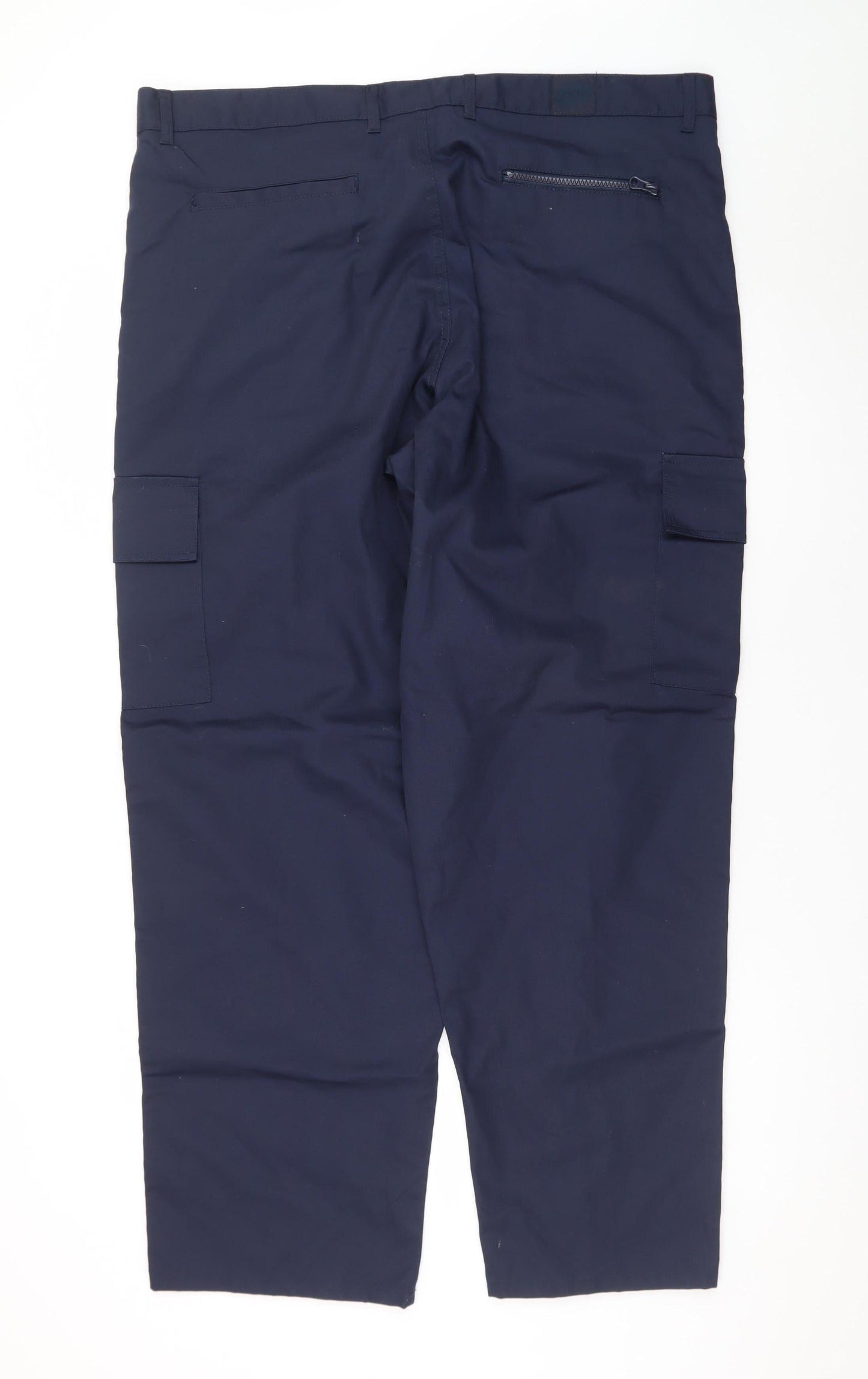 Uneek Men’s Blue Cargo Work Trousers 40R Polyester Cotton