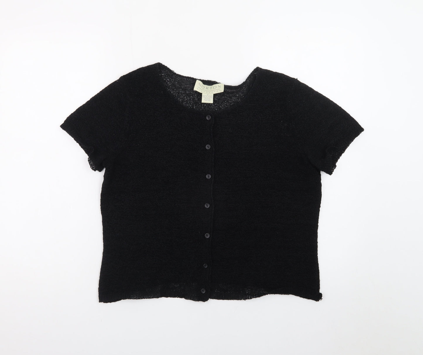 Norton McNaughton Womens Black Short Sleeve Knit Cardigan M