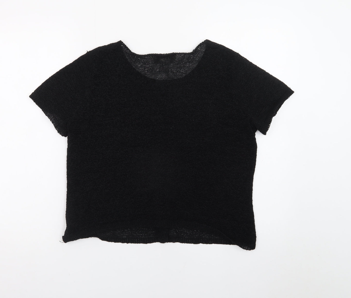 Norton McNaughton Womens Black Short Sleeve Knit Cardigan M