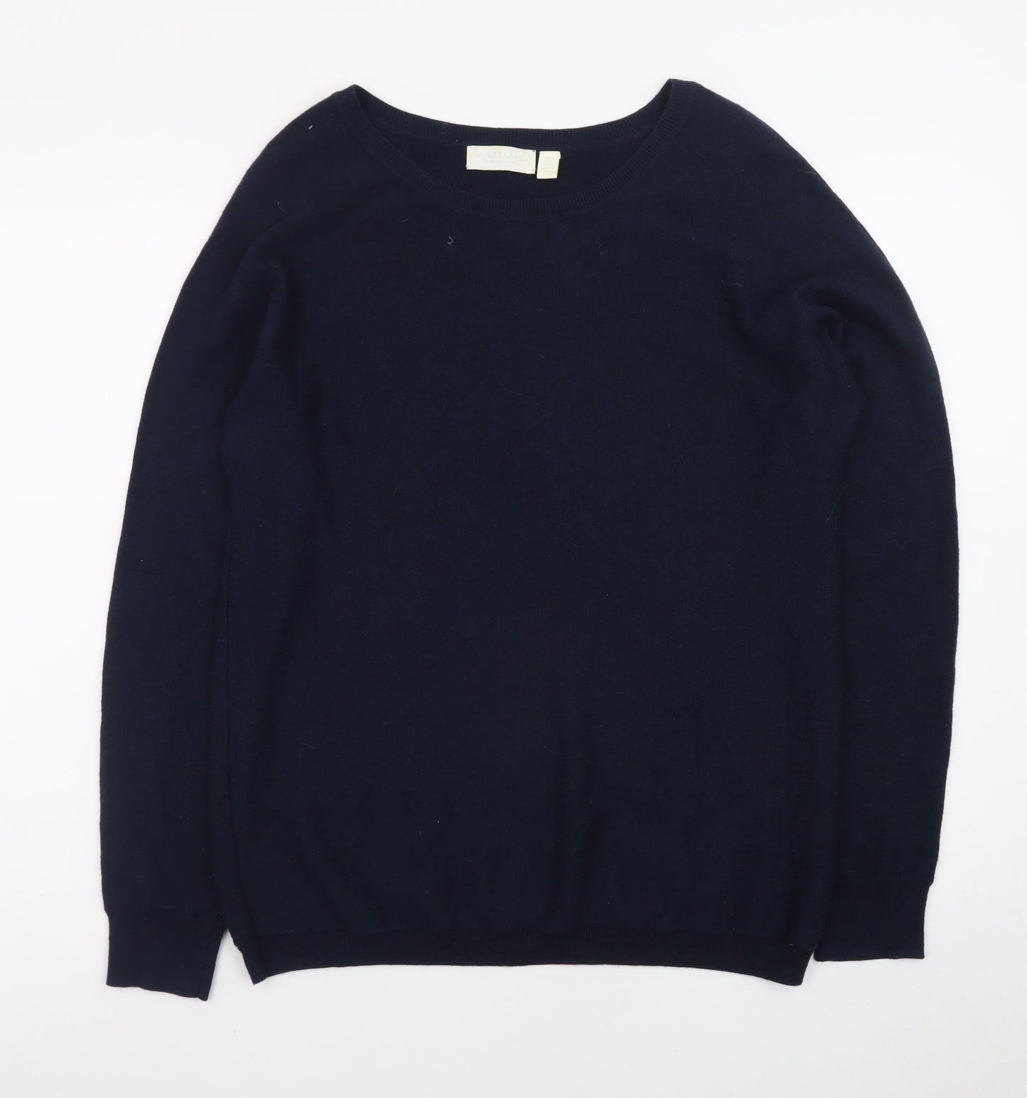 The White Company Women's Blue Size 14 Wool Blend Crew Neck Jumper