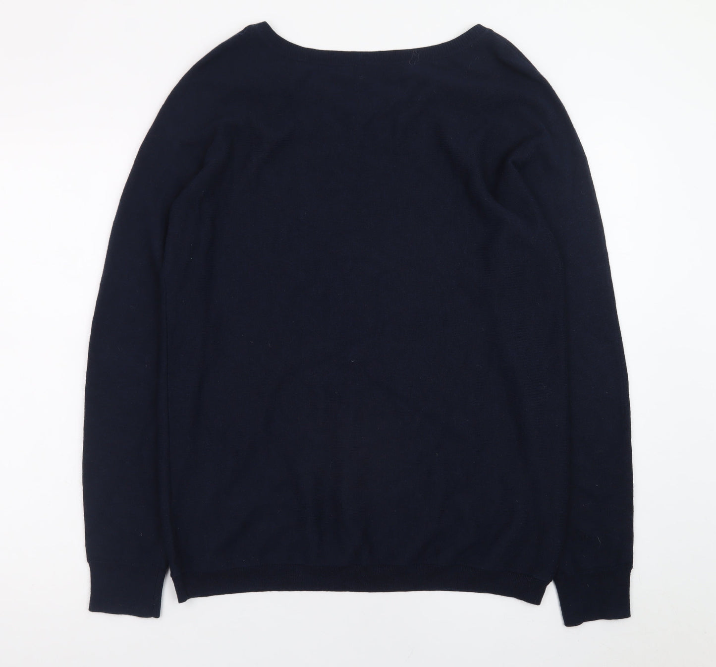 The White Company Women's Blue Size 14 Wool Blend Crew Neck Jumper