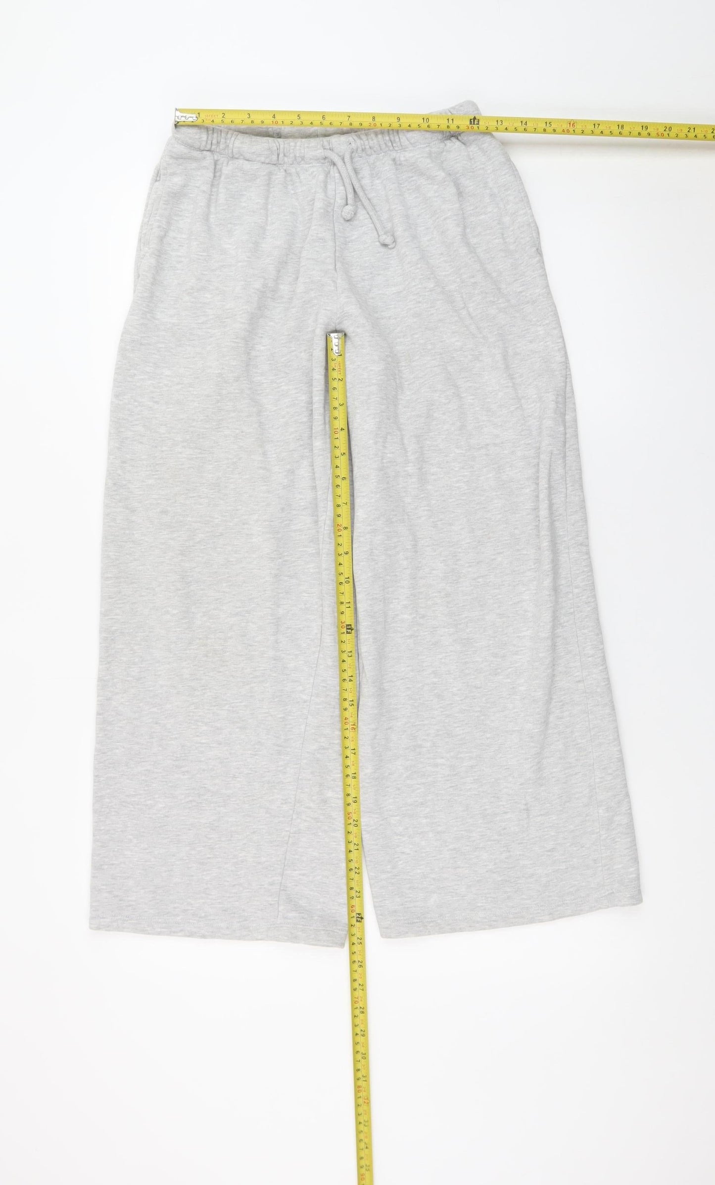 H&M Womens Grey Jersey Wide-Leg Sweatpants Size M