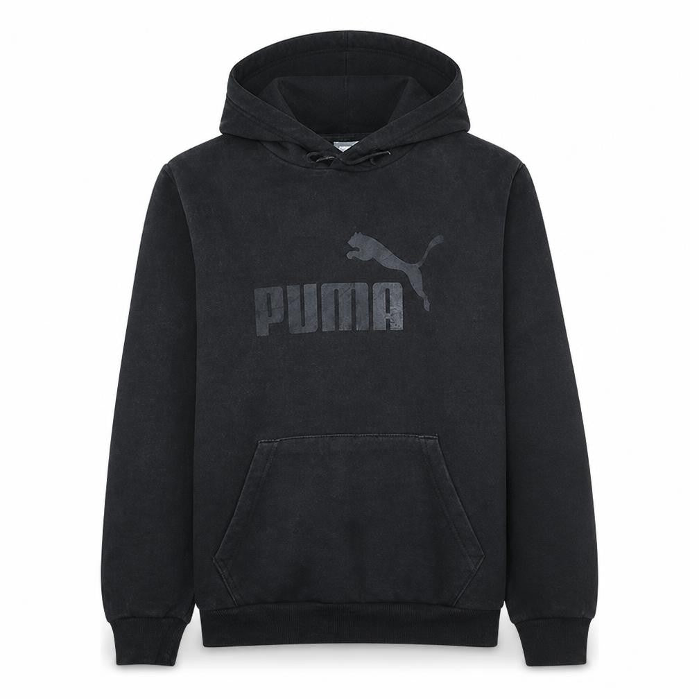 Puma Mens Black Pullover Hoodie Size M Logo Fleece Sweatshirt