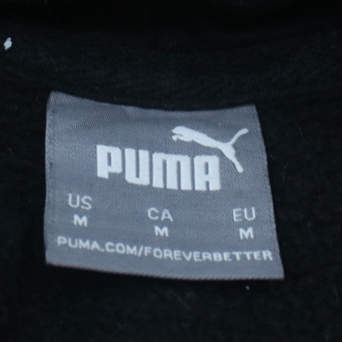Puma Mens Black Pullover Hoodie Size M Logo Fleece Sweatshirt