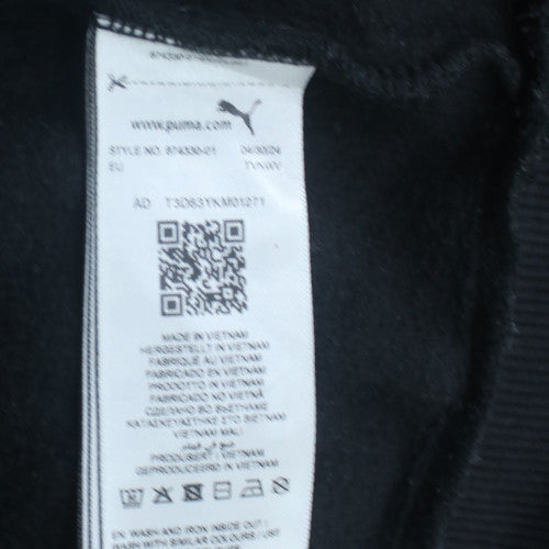 Puma Mens Black Pullover Hoodie Size M Logo Fleece Sweatshirt