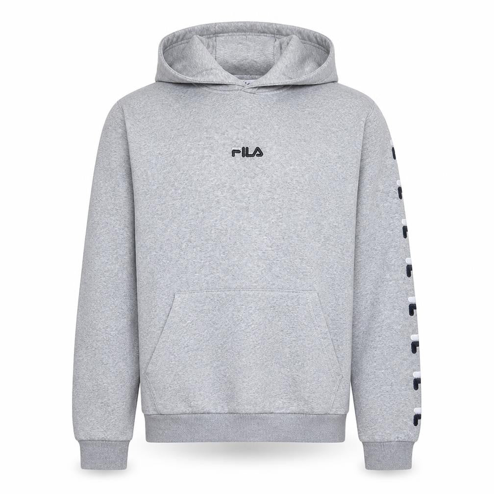 Fila Men's Grey Hoodie Pullover Sweatshirt M Logo Graphic Cotton Blend