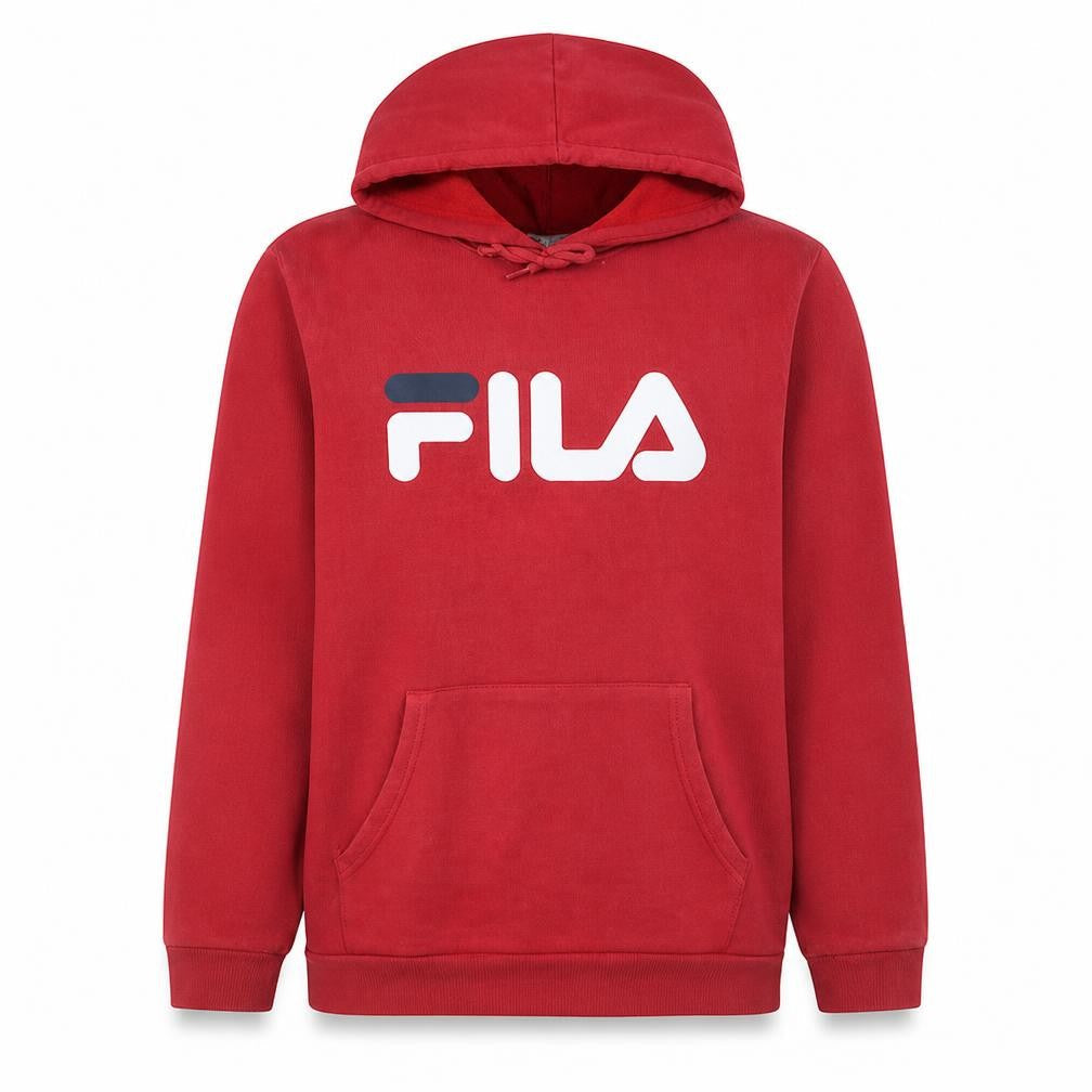 Fila Men's Red Pullover Hoodie M Fleece Graphic Sports Sweatshirt