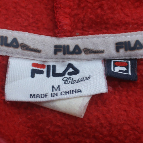 FILA Men's Red Pullover Hoodie M Fleece Graphic Sports Sweatshirt