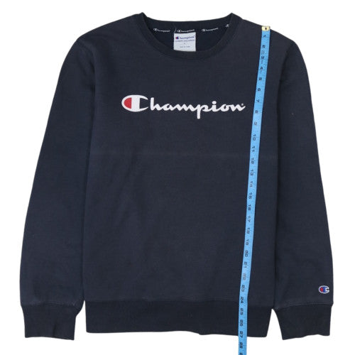 Champion Mens Blue Logo Pullover Sweatshirt Size L Crew Neck