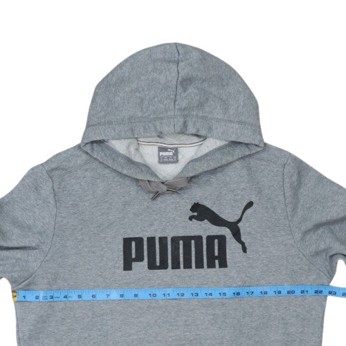 Puma Mens Grey Hoodie Medium Pullover Logo Cotton Blend Sportswear