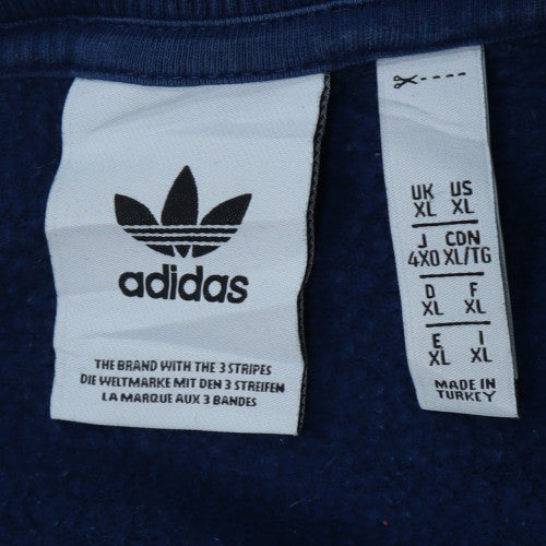 Adidas Men's Blue XL Pullover Sweatshirt Crew Neck Logo Fleece