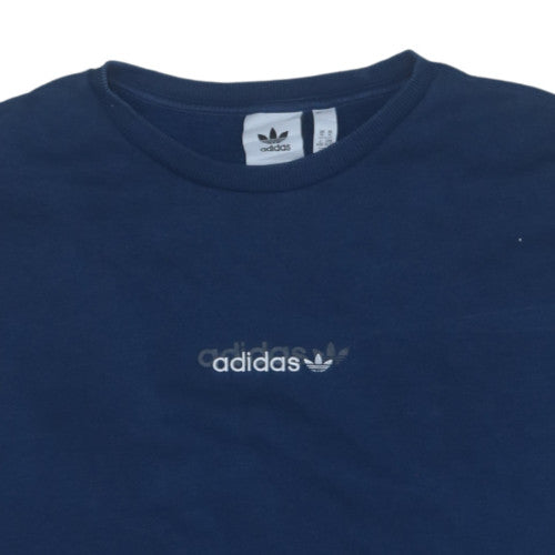 Adidas Men's Blue XL Pullover Sweatshirt Crew Neck Logo Fleece