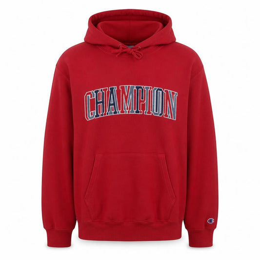 Champion Men's Red XL Pullover Hoodie with Logo Print