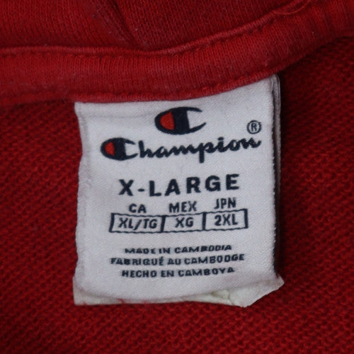 Champion Men's Red XL Pullover Hoodie with Logo Print