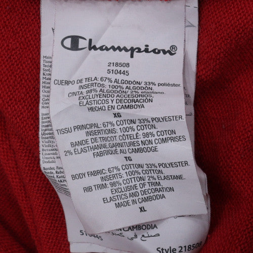 Champion Men's Red XL Pullover Hoodie with Logo Print
