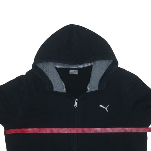 Puma Men's Black Full Zip Hoodie L Fleece Logo Sportswear