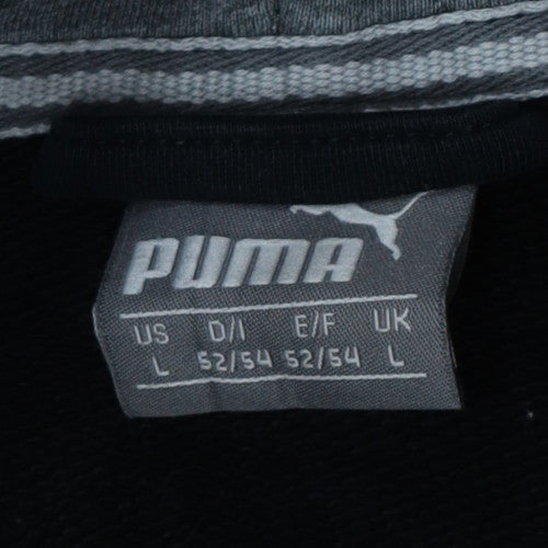 Puma Men's Black Full Zip Hoodie L Fleece Logo Sportswear