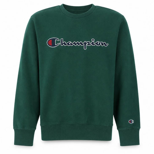 Champion Men's Green Medium Pullover Sweatshirt Crew Neck Logo