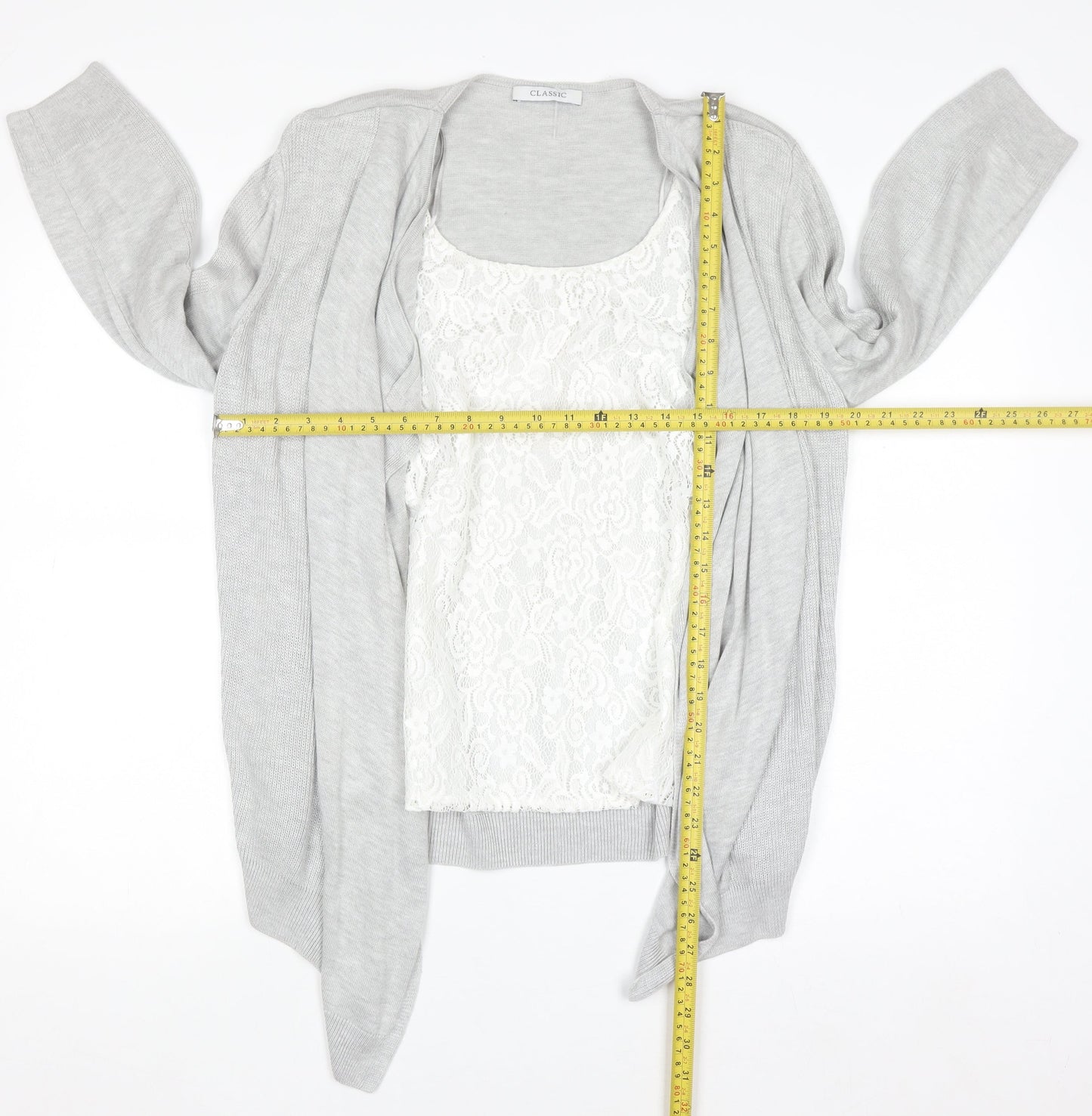 Marks and Spencer Women’s Grey Cardigan Size 14 Knit Open Front