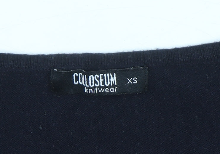 Colloseum Women Black XS Bodycon Knit Dress with Zip Detail