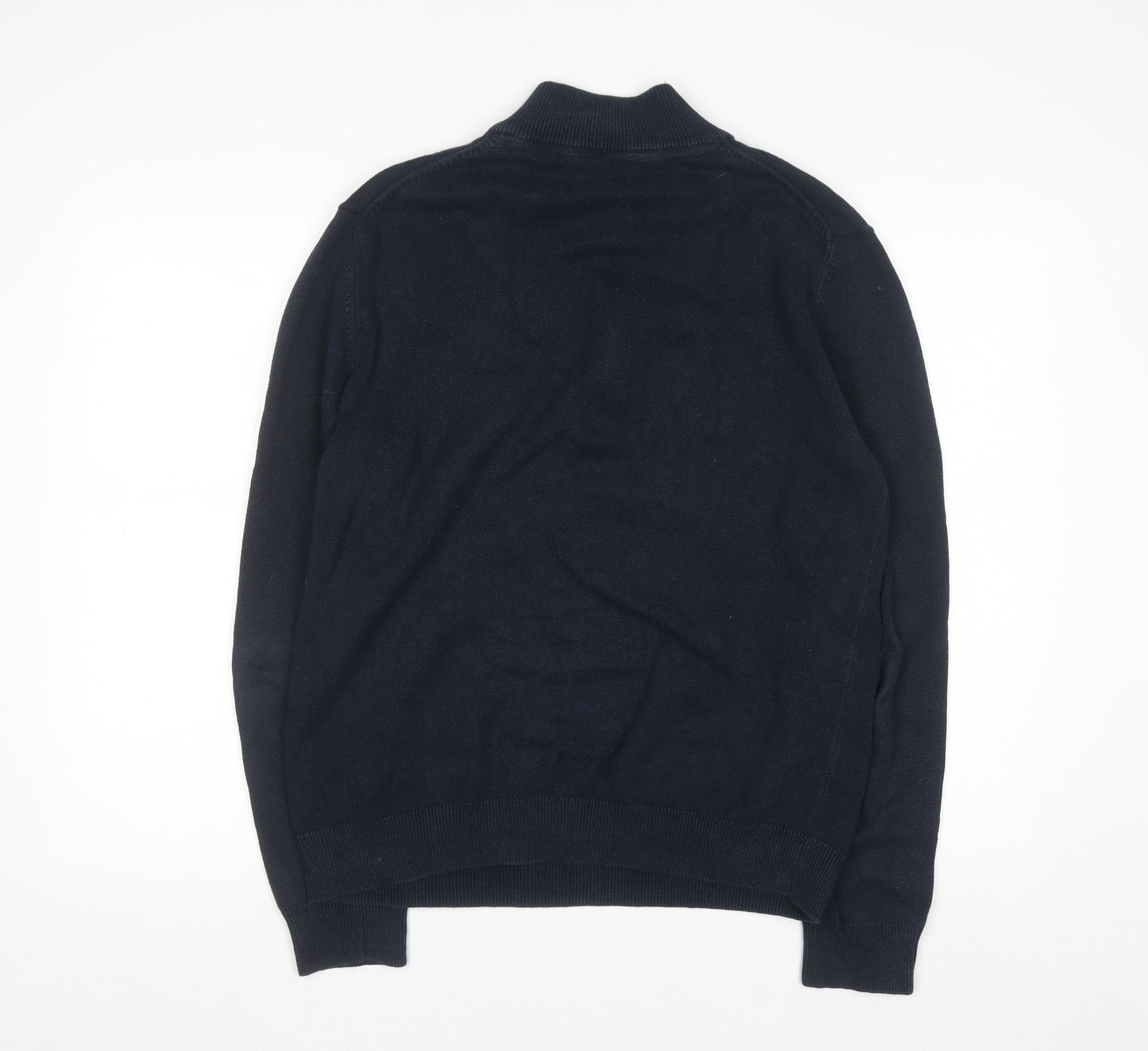 Crew Clothing Company Men’s Blue Cotton Cashmere 1/4 Zip Jumper L