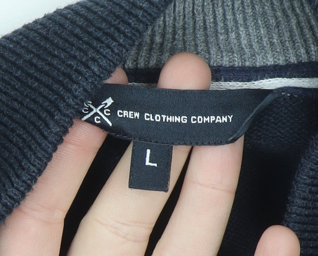 Crew Clothing Company Men’s Blue Cotton Cashmere 1/4 Zip Jumper L