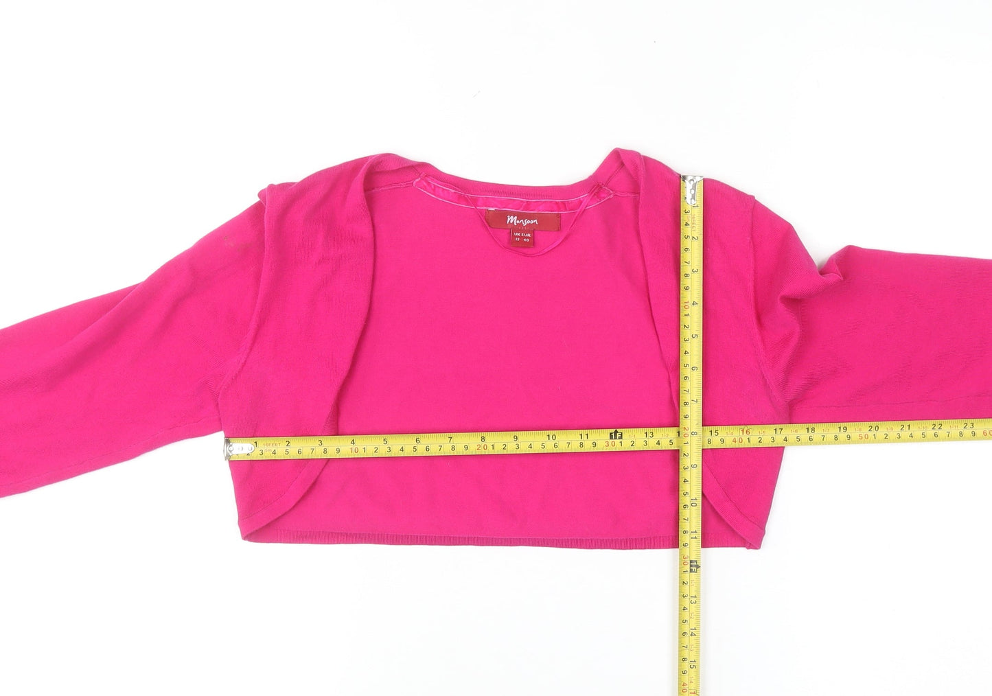 Monsoon Women’s Pink Shrug Cardigan Size 12 Cotton Blend Knit