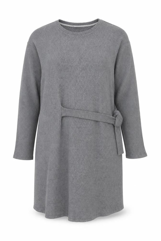 Marks & Spencer Women Grey Knit Belted Sweater Dress Size 12
