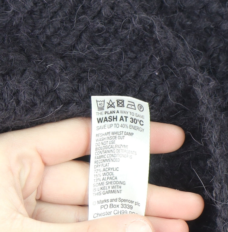 Marks & Spencer Women Purple Cable-Knit Collared Cardigan UK 12