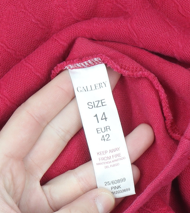 Gallery Womens Pink Long Sleeve Crew Neck Pullover Jumper Size 14