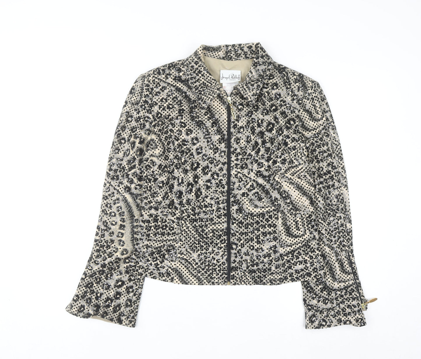 Joseph Ribkoff Women's Multicoloured Sequin Animal Print Zip Jacket Size 12