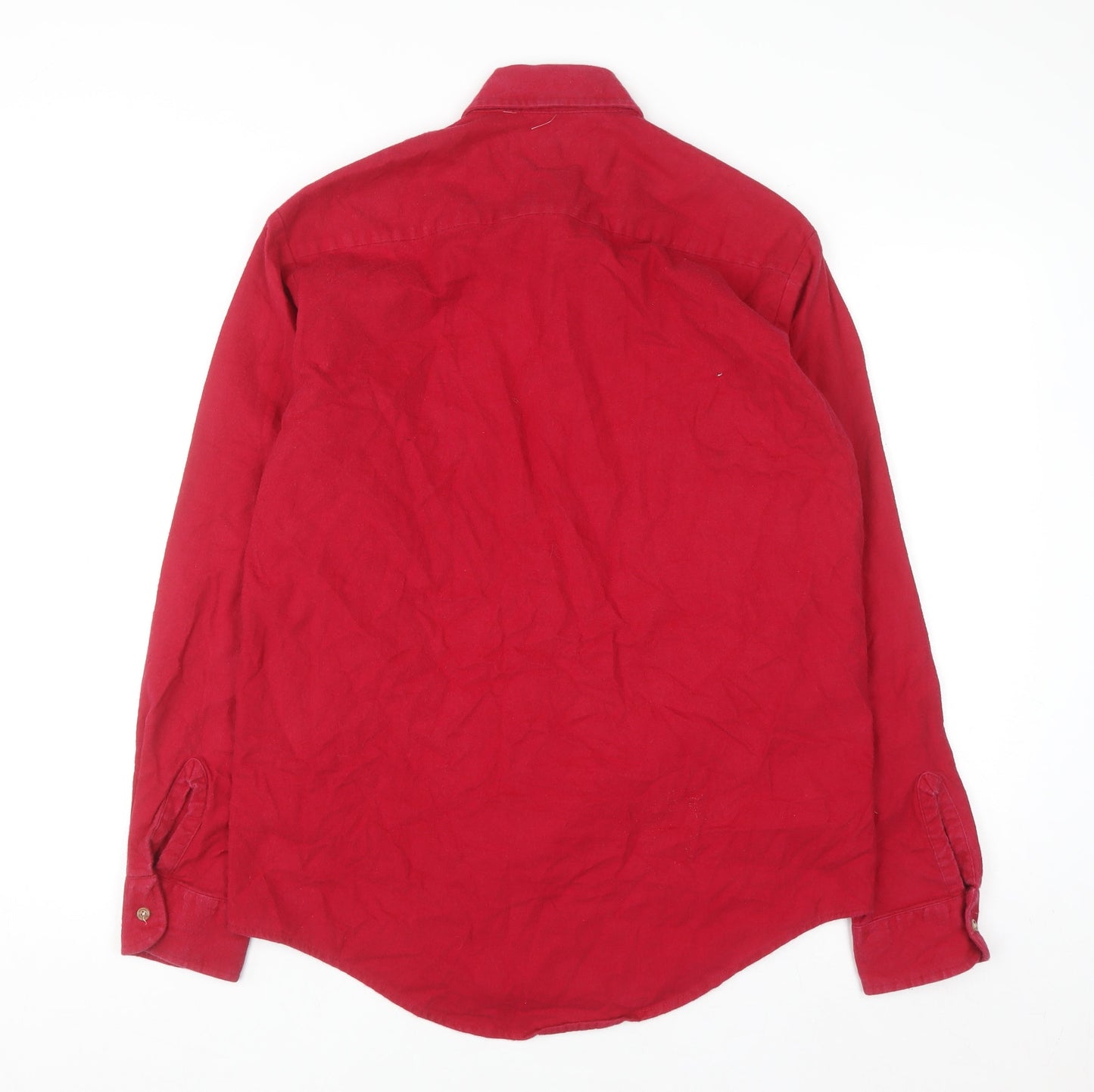 Ivy Crew Men's Red Button-Up Cotton Outdoor Classic Shirt M
