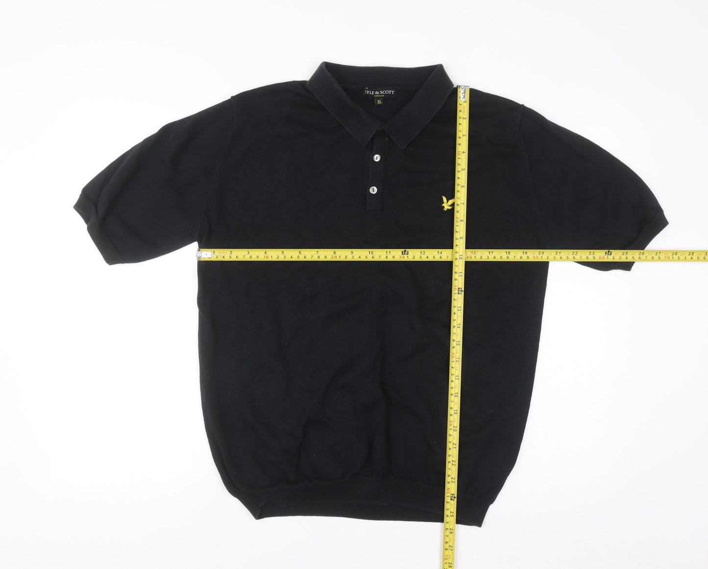 Lyle & Scott Men's Black Cotton Short Sleeve Polo Shirt XL