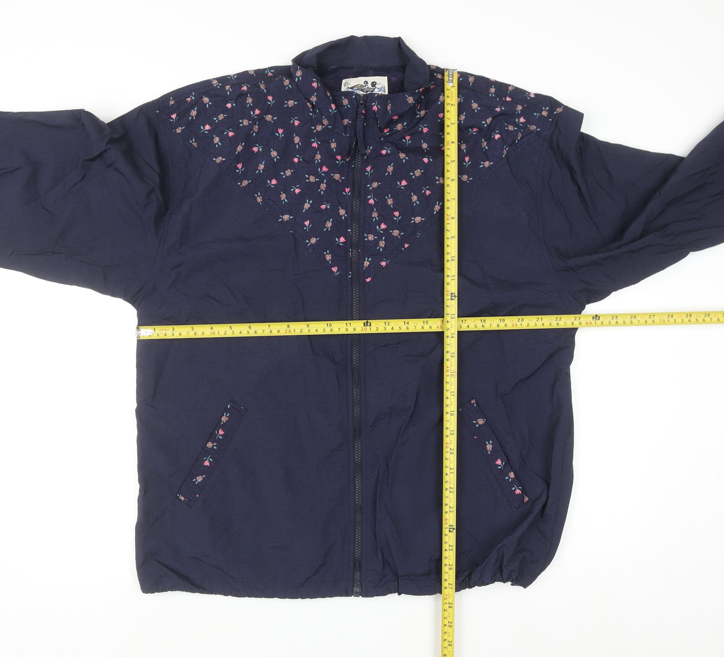 Northern Reflections Women Blue Floral Windbreaker Jacket M Nylon