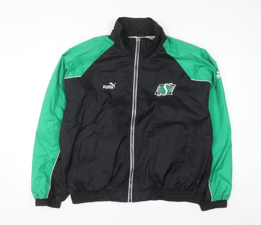 Puma Men's Black Green XL Windbreaker Sports Jacket