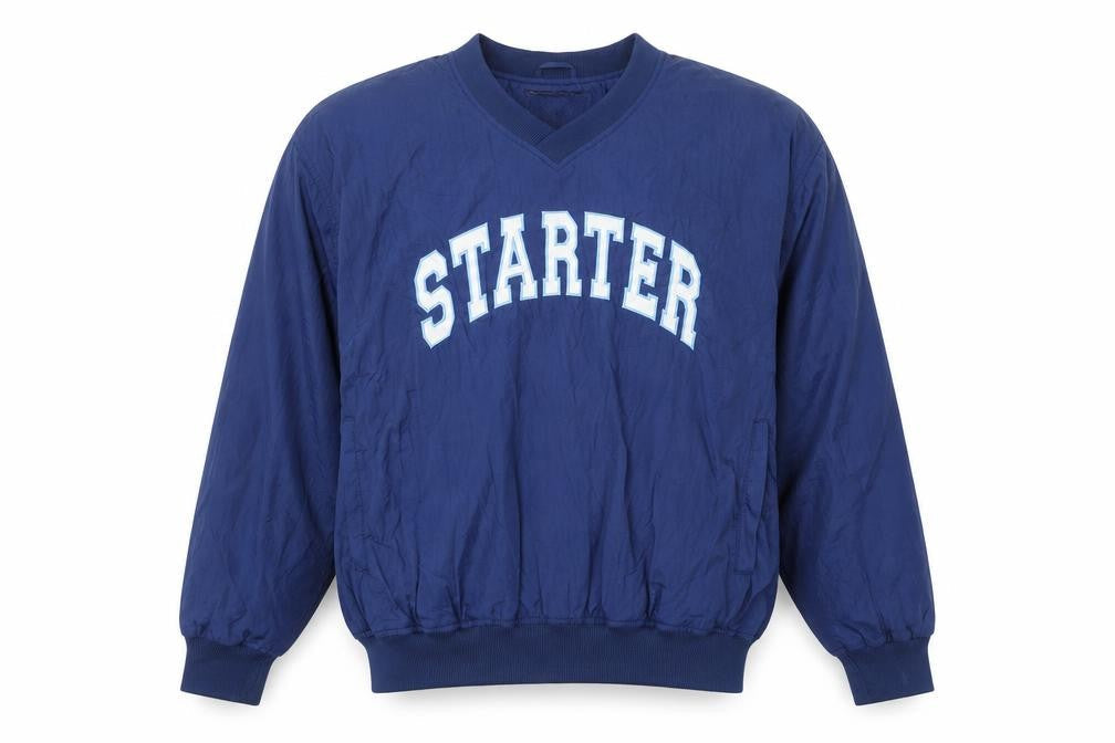 Starter Men's Blue V-Neck Pullover Sweatshirt Medium Sports Logo