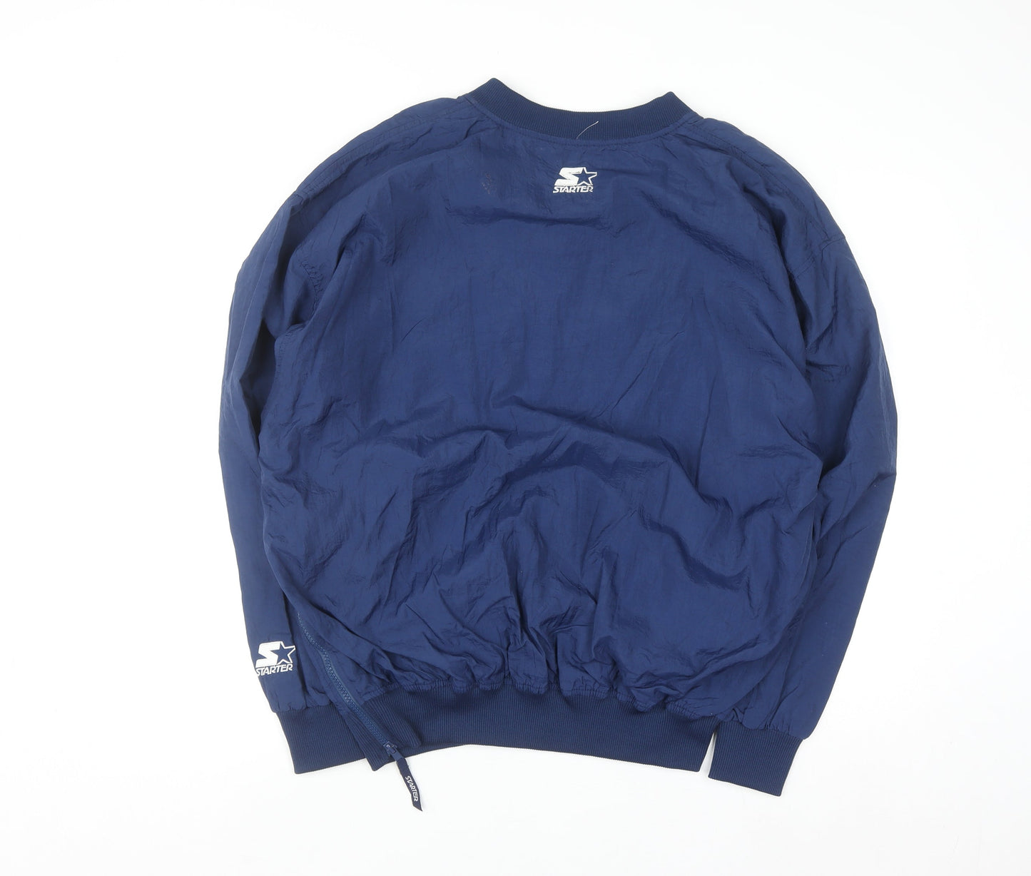 Starter Men's Blue V-Neck Pullover Sweatshirt Medium Sports Logo