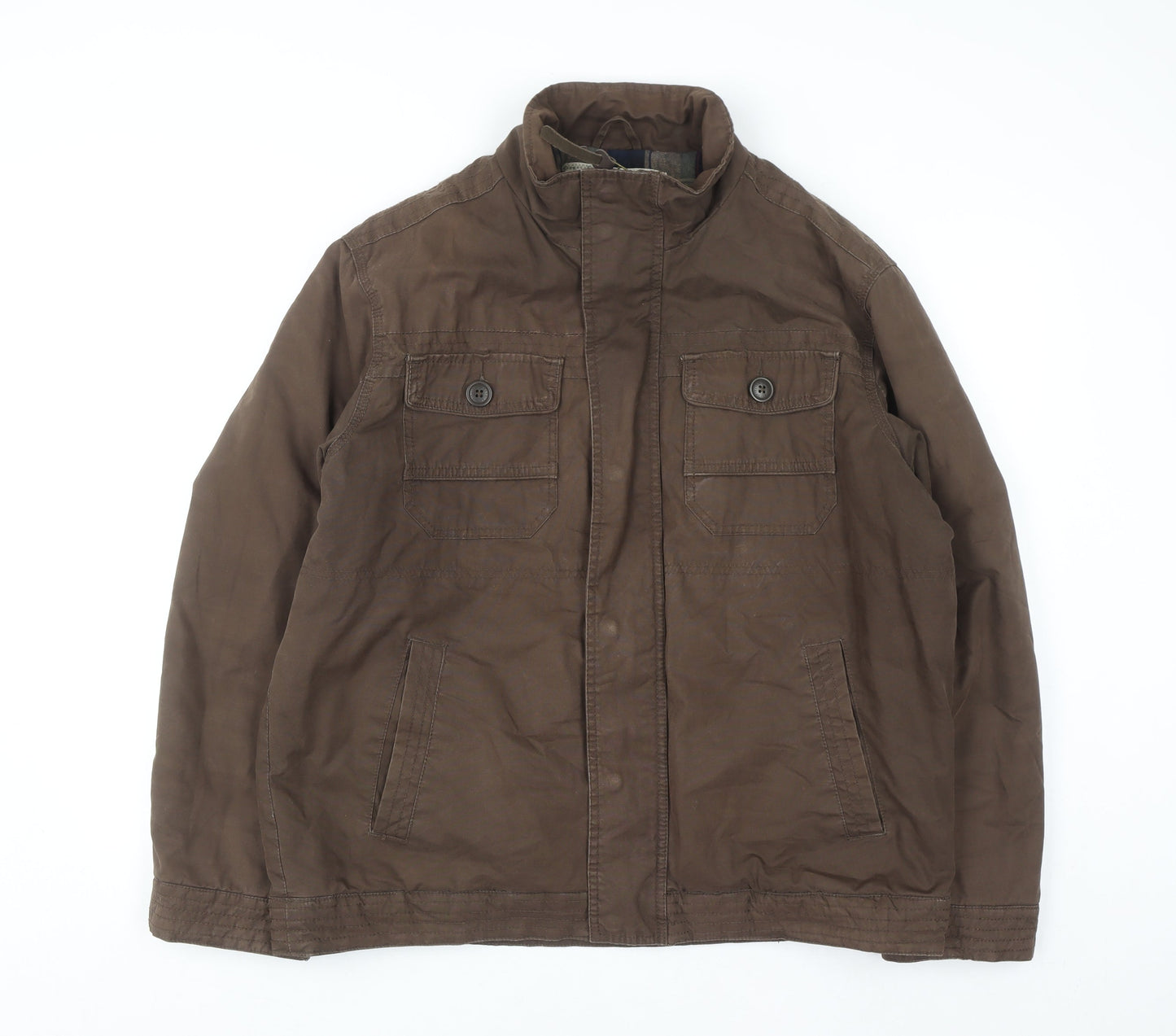 Mantaray Men's Brown Cotton Military Jacket Size L Casual Outdoor