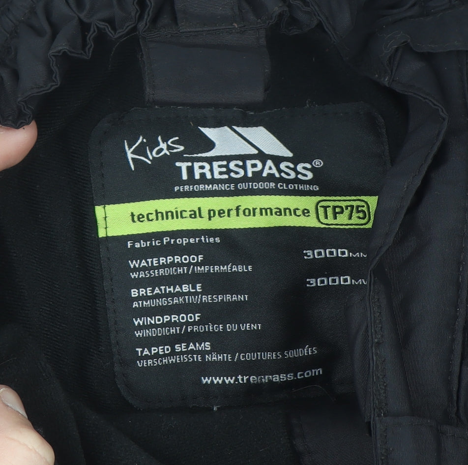 Trespass Boys Black Waterproof Breathable Snow Pants 7-8 Years