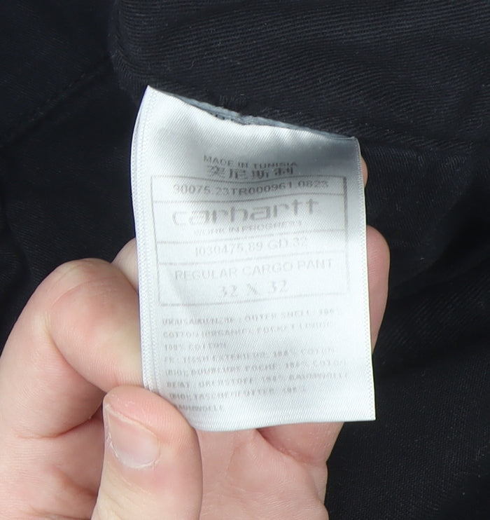 Carhartt Men's Black Regular Cargo Work Trousers 32W 32L