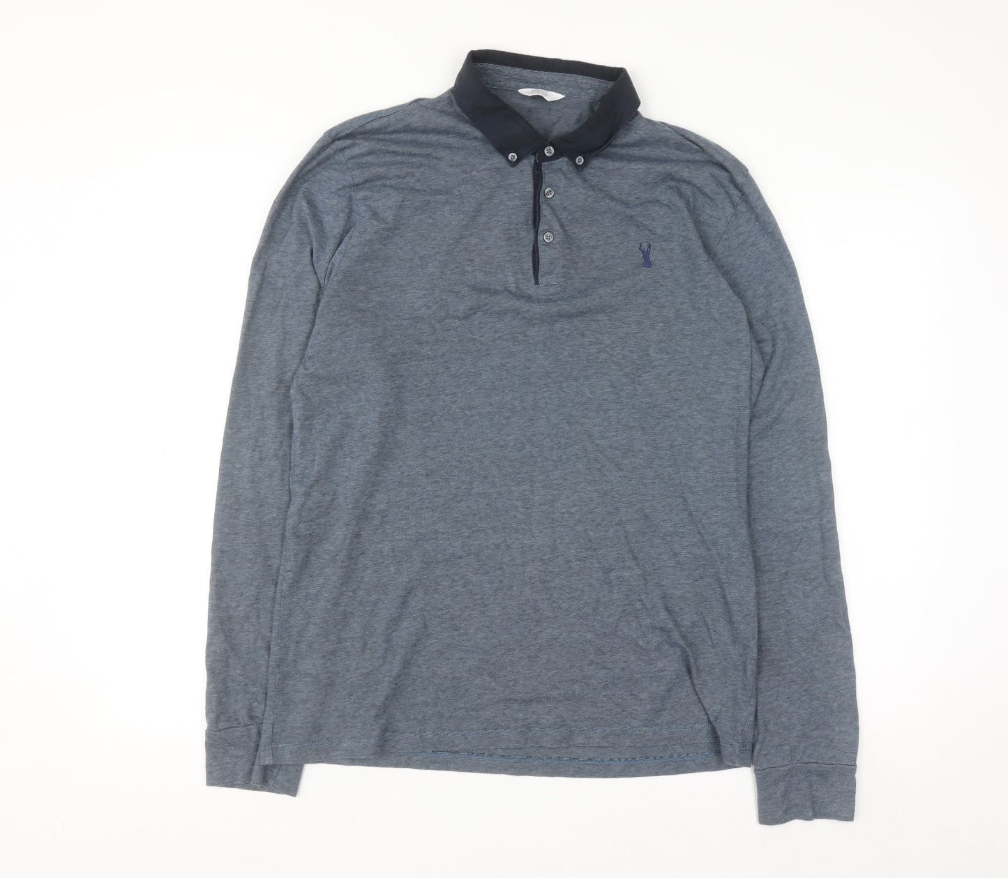 Next Men's Blue Long Sleeve Slim Fit Polo Shirt L